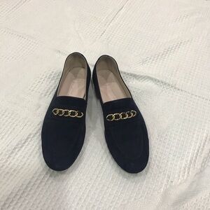Paul Green Navy Loafers with Gold Chain Detail